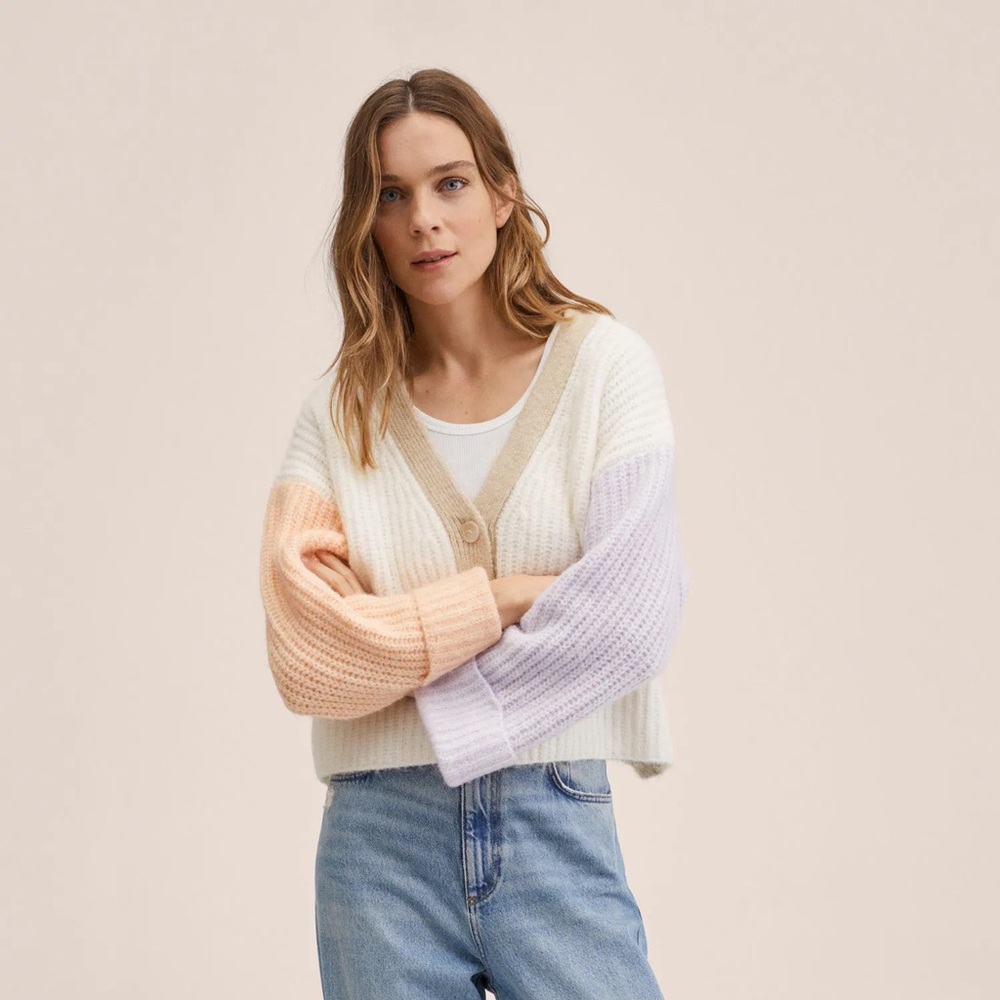 Mango Colorblock knit cardigan